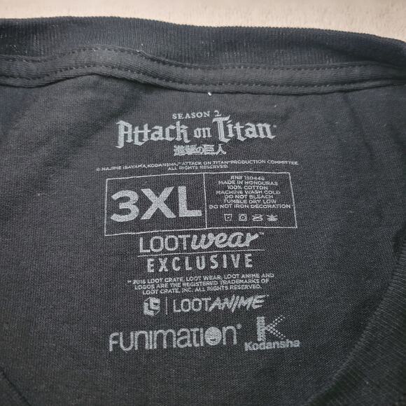 Attack On Titan Lootwear Size 3XL Black Anime Short Sleeve T Shirt Season 2 - Picture 4 of 6